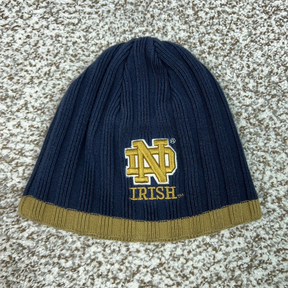 Notre Dame Fighting Irish Hat Beanie One Size Blue NCAA Football Champs Knit